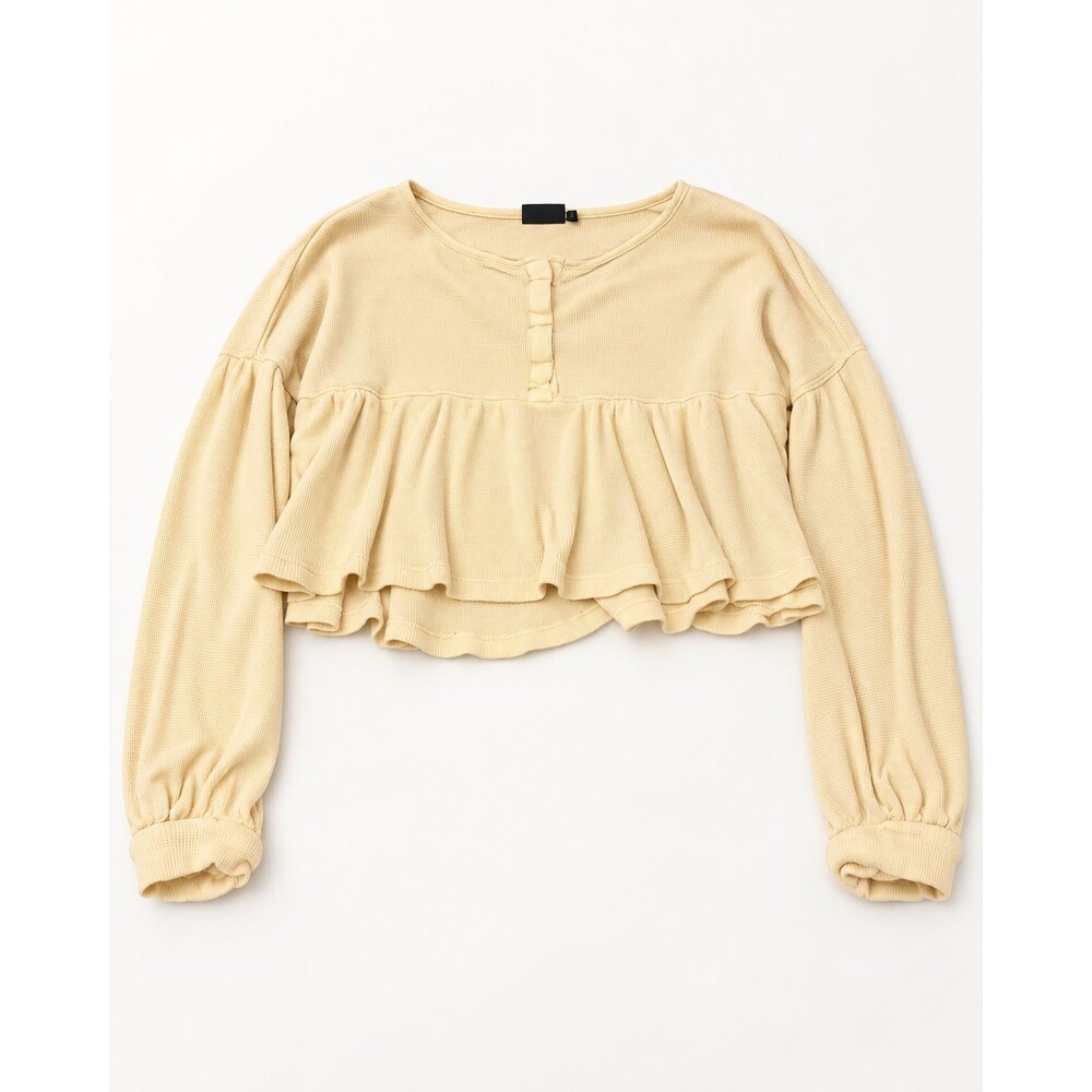 Out From Under Urban Outfitters M/L Cream Waffle Knit Ruffle Crop Top